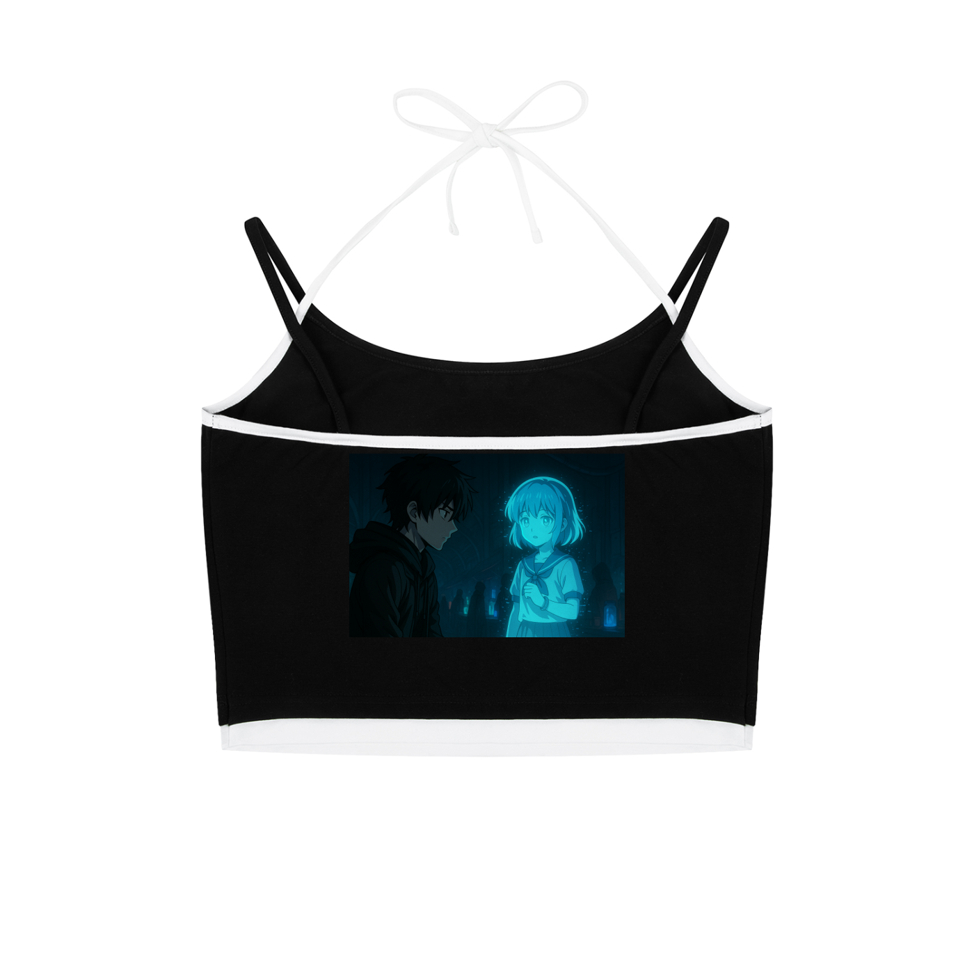 SHADDOW ANIME - Contrast Binding Halter Tank Top