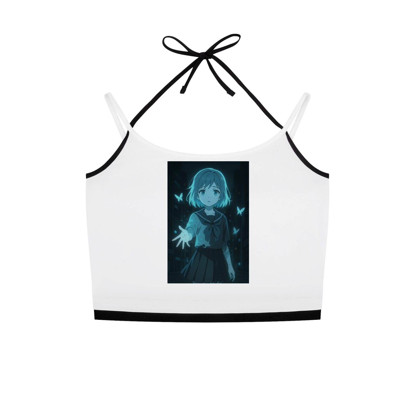 SHADDOW ANIME - Contrast Binding Halter Tank Top