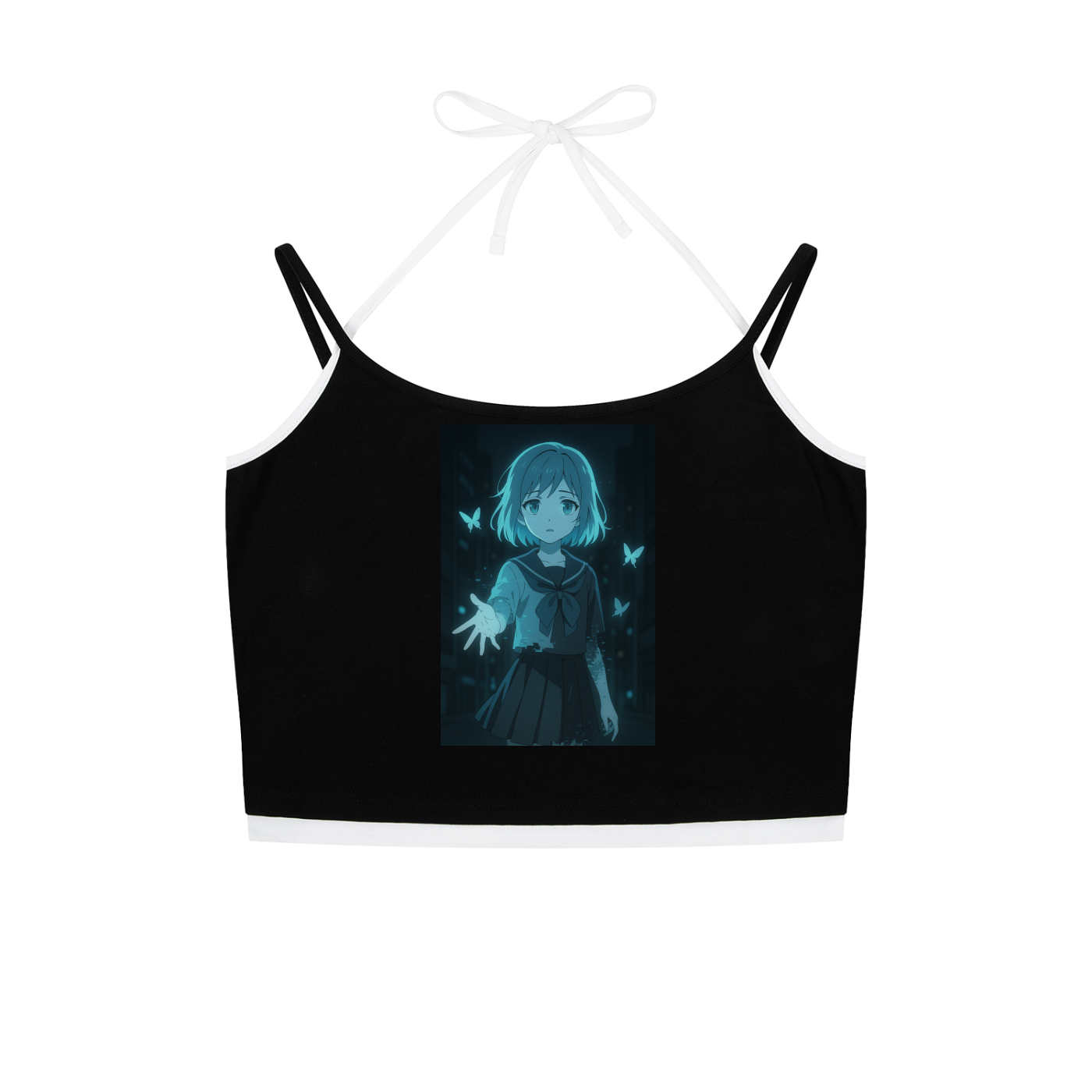 SHADDOW ANIME - Contrast Binding Halter Tank Top