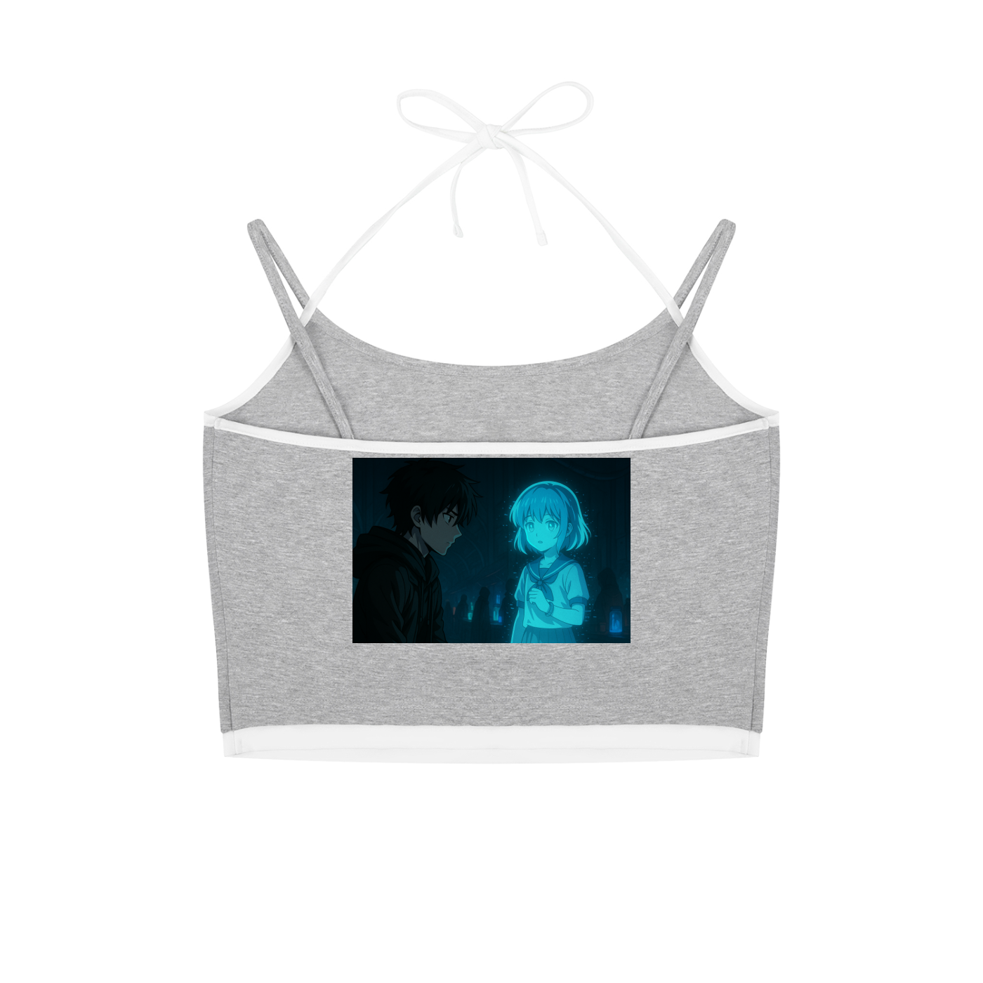 SHADDOW ANIME - Contrast Binding Halter Tank Top