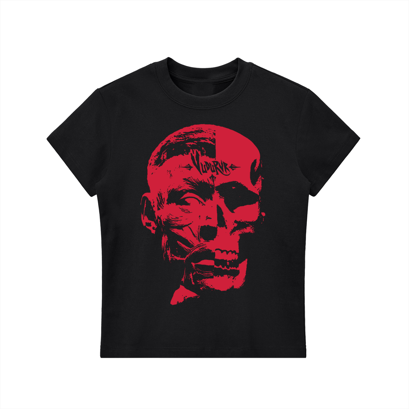 RED GLITCH SKULL - Essential Bodycon Crewneck T-Shirt