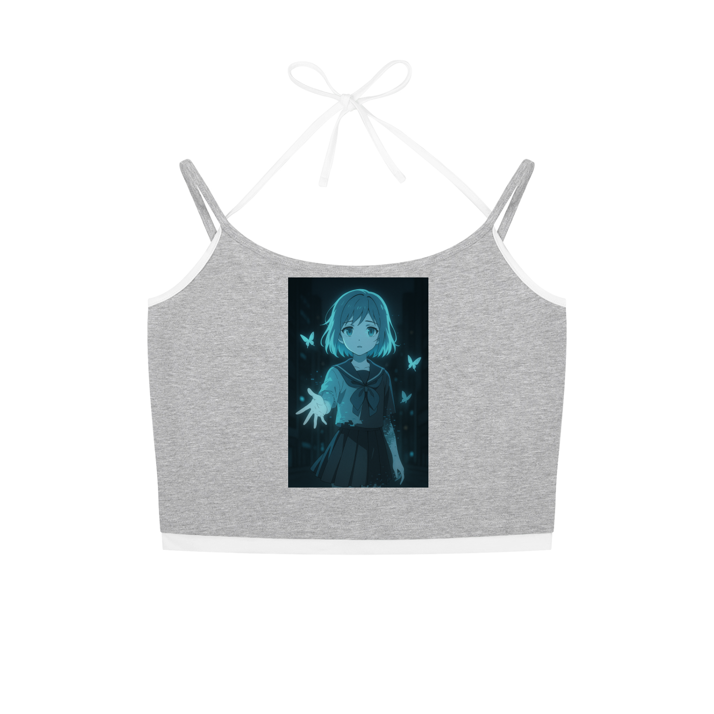 SHADDOW ANIME - Contrast Binding Halter Tank Top