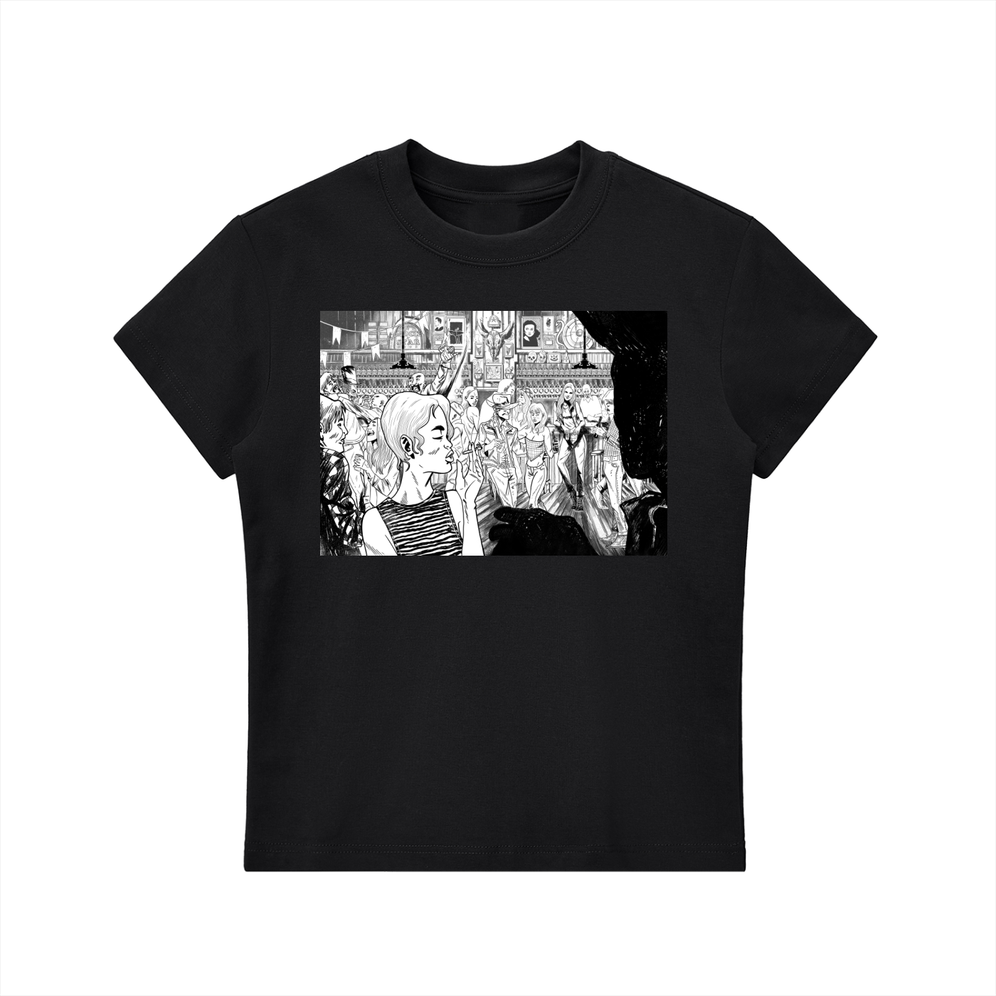 ANNE AT THE BAR - Essential Bodycon Crewneck T-Shirt