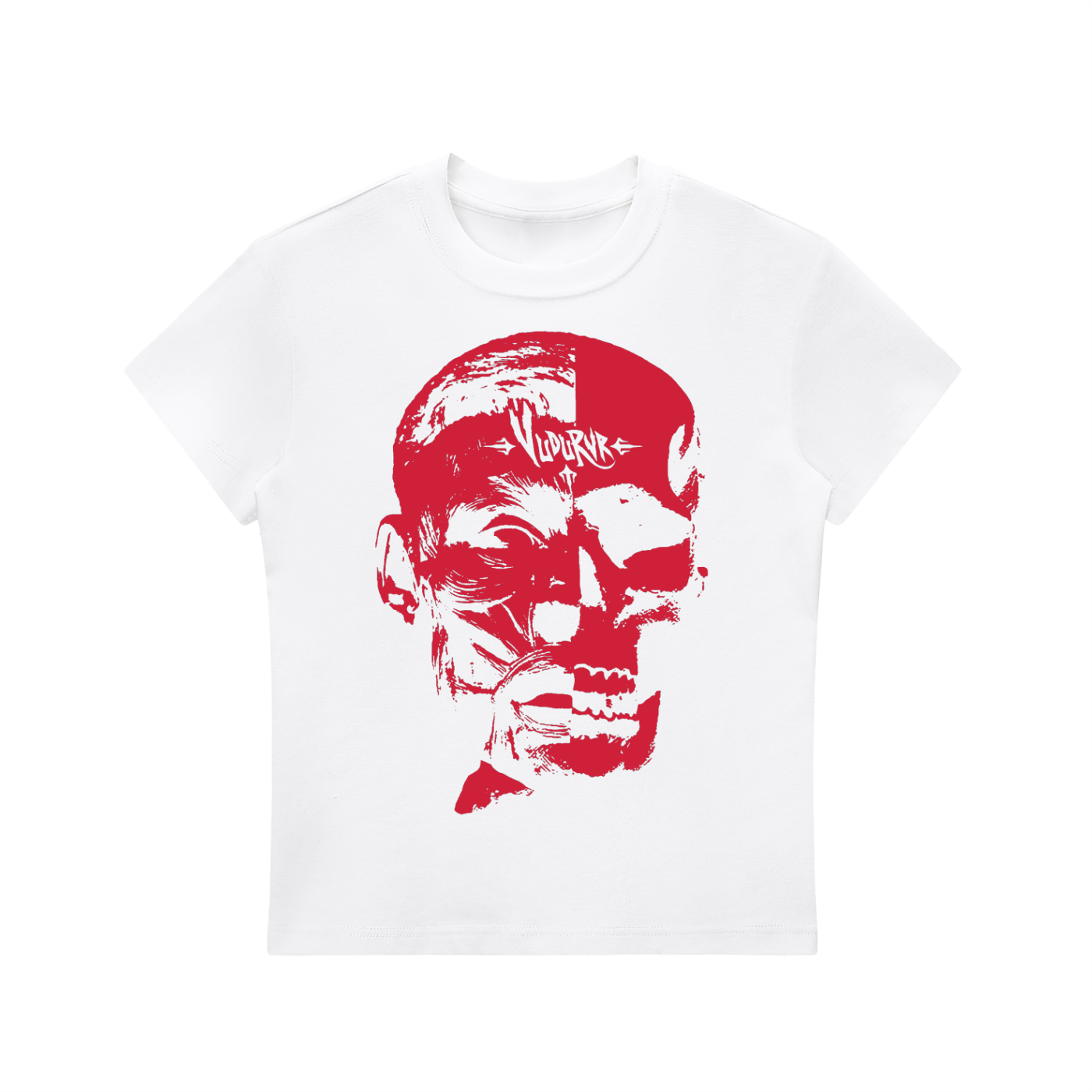 RED GLITCH SKULL - Essential Bodycon Crewneck T-Shirt